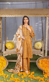 3 Piece Unstitched Printed Dobby Lawn Suit -BA-V17-08