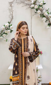 3 Piece Unstitched Printed Dobby Lawn Suit -BA-V18-10