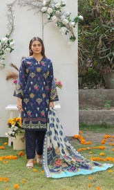 3 Piece Unstitched Premium Lawn Suit- PD-11