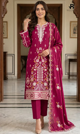 3PC Premium Embroidered Dhanak | Unstitched | Naqsh-e-Zar -04