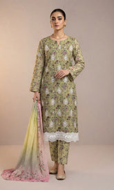 Vireza 3 Piece Unstitched Floral Embroidered Lawn Suit-05