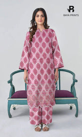 2-Piece Unstitched Dhanak Printed Suit with Embroidered Border-DE-V1-03