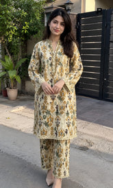 2PC Unstitched Printed Lawn Suit -Orlina