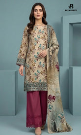3PC Printed Lawn | Unstitched | BA-V25