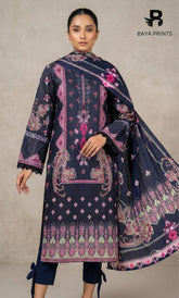 3 Piece Unstitched Printed Dobby Lawn Suit -BA-V18-02