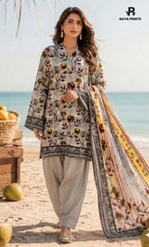 3PC Printed Lawn | Unstitched | BA-V25