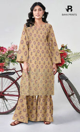 2-Piece Unstitched Dhanak Printed Suit with Embroidered Border-DE-V1-02