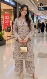 2PC Unstitched Printed Lawn Suit – Orlina (5 Meters)