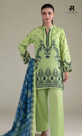 3PC Printed Lawn | Unstitched | M.B |V-2