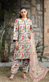 3 Piece Unstitched Printed Lawn Suit With Bamber Chiffon Dupatta - BA-V-15 -8