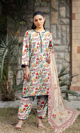 3 Piece Unstitched Printed Lawn Suit With Bamber Chiffon Dupatta - BA-V-15 -8