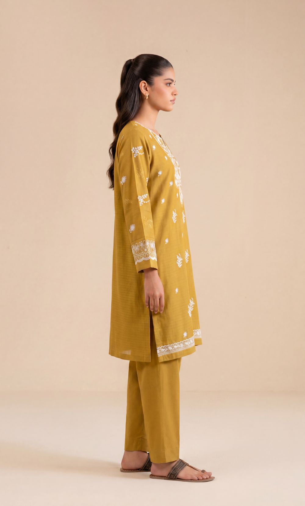 Signature Embroidered Lawn 2PC – Unstitched | Seraya | Mustard Yellow