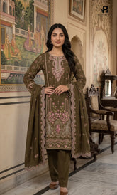 3PC Premium Embroidered Dhanak | Unstitched | Naqsh-e-Zar -07