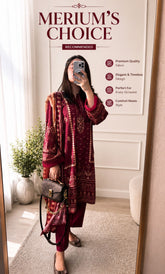 3 Piece Unstitched Lawn Suit -Merium's Exclusive