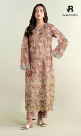 2-Piece Unstitched Dhanak Printed Suit with Embroidered Border-DE-V1-13