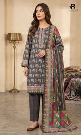 3PC Printed Karandi | Unstitched | BA-V1-01