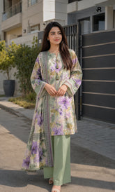 3PC Printed Doria Lawn | Unstitched | BA-V27