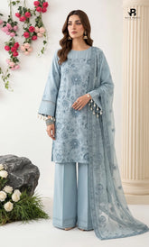 3PC Premium Embroidered Karandi | Unstitched | Nazakat - 01