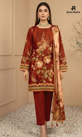 3PC Printed Lawn | Unstitched | M.B