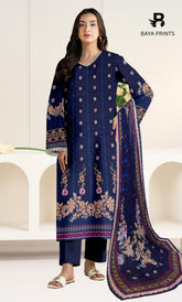 3 Piece Unstitched Printed Viscose Suit-BA-V1