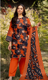 3 Piece Unstitched Printed Lawn Suit -BA-V5