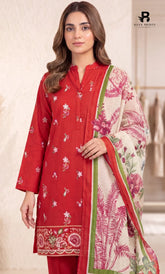3-Piece | Unstitched Luxury Embroidered Lawn Suit | Nayab