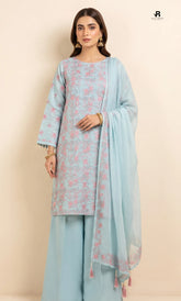 3PC Premium Embroidered Karandi | Unstitched | Nazakat - 07