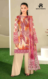 3 Piece Unstitched Printed Lawn Suit -BA-V13