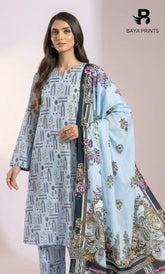3 Piece Unstitched Premium Lawn Suit- BA-V-14