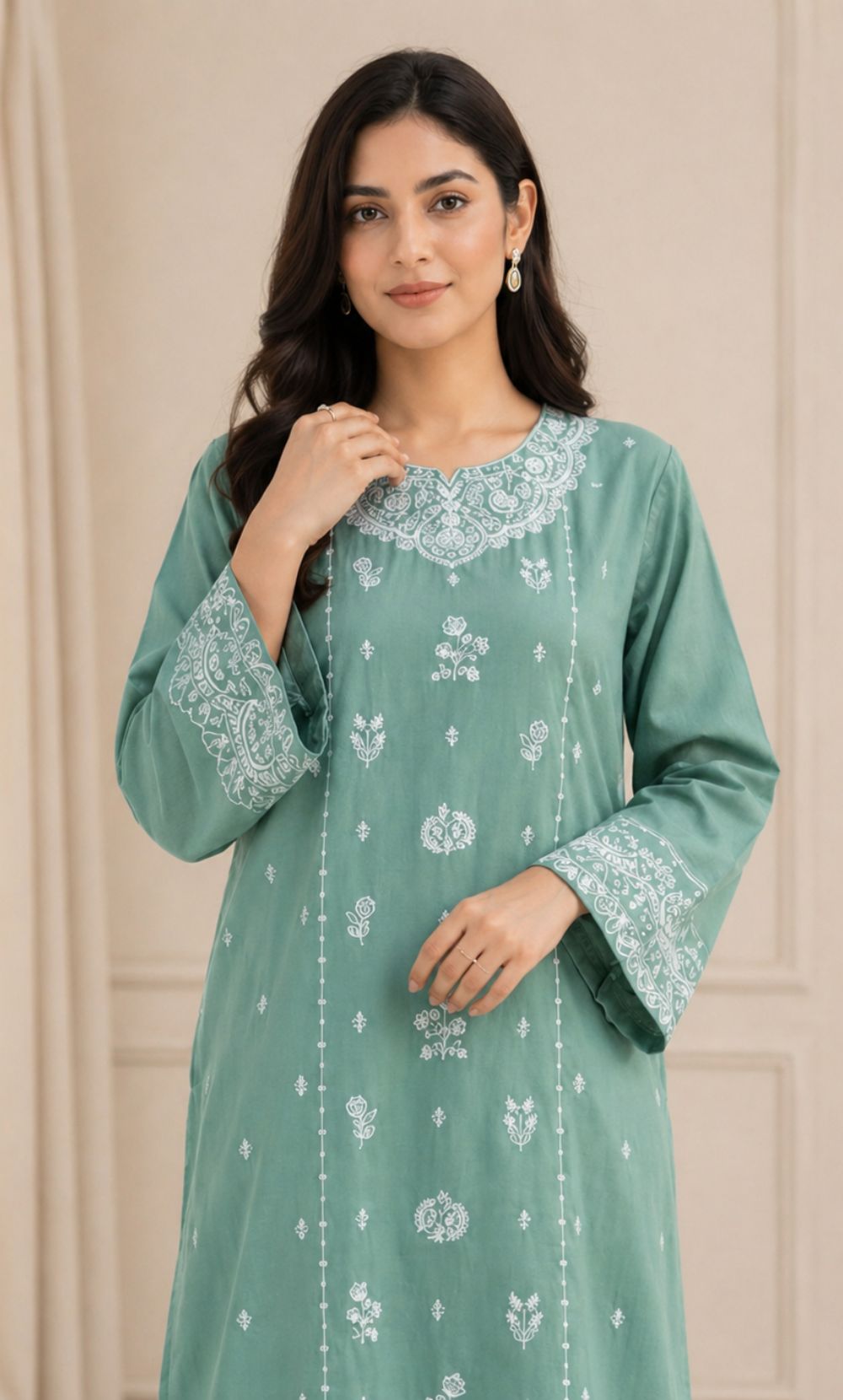 Signature Embroidered Lawn 2PC – Unstitched | Seraya | Light Sea Green