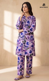 2PC Unstitched Printed Lawn Suit -Orlina