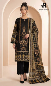 3 Piece Unstitched Printed Dobby Lawn Suit -BA-V18-03