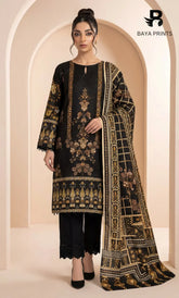 3 Piece Unstitched Printed Dobby Lawn Suit -BA-V18-03