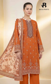 3 Piece Unstitched Printed Dobby Lawn Suit -BA-V19-07