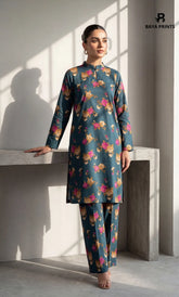 2PC Unstitched Printed Lawn Suit -Orlina