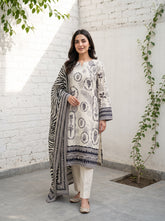 Unstitched Khadder 3-Piece White Vol:113