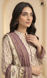 3PC Printed Karandi | Unstitched | BA-V1-02
