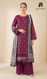 3 Piece Unstitched Karandi Suit BA-V8-12