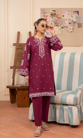 Signature Embroidered Lawn 2PC – Unstitched | Seraya | Deep Maroon