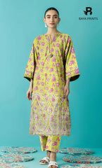 2-Piece Unstitched Dhanak Printed Suit with Embroidered Border-DE-V1-19