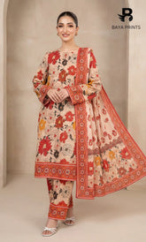 3 Piece Unstitched Printed Dobby Lawn Suit -BA-V17-03
