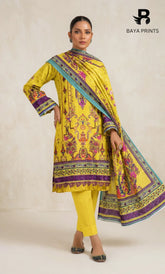 3 Piece Unstitched Printed Dobby Lawn Suit -BA-V18-06