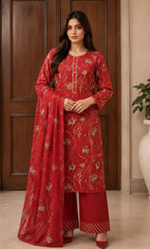 3PC Embroidered Unstitched Lawn Suit | Nafasat