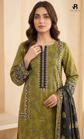 3PC Printed Linen | Unstitched | BA-V2-02