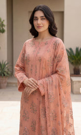 3PC Embroidered Unstitched Lawn Suit | Nafasat