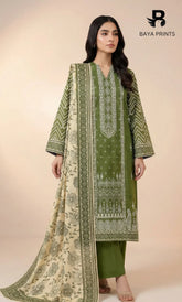 3 Piece Unstitched Printed Dobby Lawn Suit -BA-V19-11