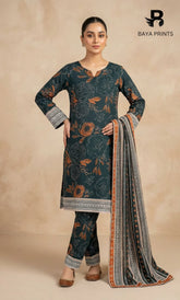 3 Piece Unstitched Printed Dobby Lawn Suit -BA-V17-10