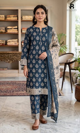 3 Piece Unstitched Printed Viscose Suit-BA-V11