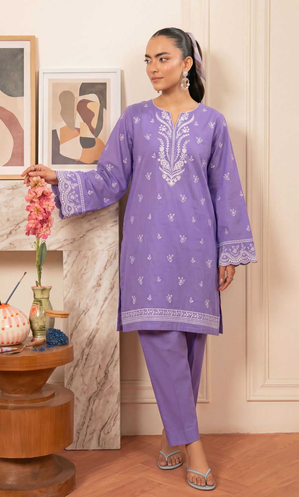 Signature Embroidered Lawn 2PC – Unstitched | Seraya | Purple