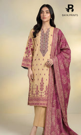 3 Piece Unstitched Printed Dobby Lawn Suit -BA-V19-10